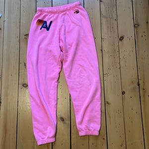 Pink aviator nation sweat pants like new